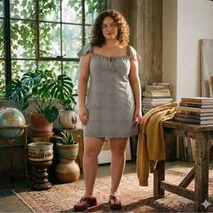 Levi's Misha Mini Dress 4X Plus Size Gingham Check Ruffle Flutter Sleeve NWT